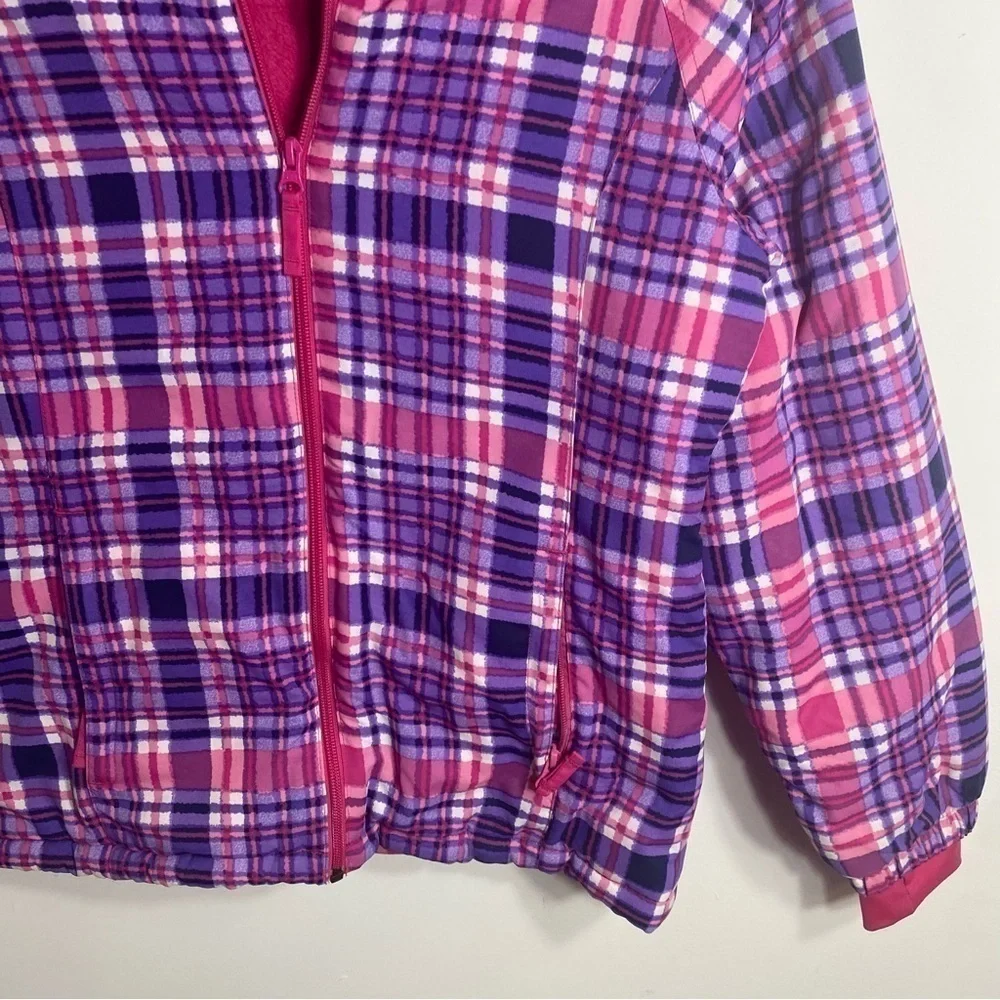 The Children’s Place Plaid Jacket Sz XL 14 Pink Purple Hooded Coat Puffer
